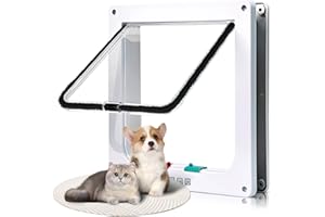 IOPHI ABS-Acryl Katzenklappe Innentür, Hundeklappe für Hundes, Katzentür-Sicherheits-Haustier-Schiebetür mit 4-Wege-Schloss, Hundetür Fenster Magnets-Verschluss für Wand, Cats Door, Innen Außentür