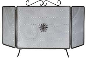 OEM SYSTEMS COMPANY OEM Skermo per camino in Ferro battuto, Rustico, Nero, 9.7 pounds, 90 x 50 cm