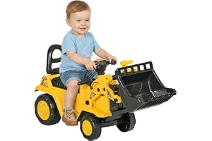 HOMCOM Sittgrävmaskin med inbyggt förvaringsfack barn halkfri bil traktor barngrävmaskin med tuta glidare grävmaskin halkbil