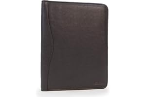 Ashwood - Men's Leather A4 Zip Conference Folder - Presentation Portfolio Folder - Document Holder with Pen & Business Card Pockets - Brown