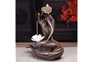 ‎XUDREZ XUDREZ Lotus Rückfließ Räucherstäbchen Halter, mit 20 Rückfluss-Räucherkegel, Home Keramik Räucherstäbchenhalter Backflow Räucherkegel Halter Brenner