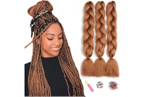 ShowJarlly Treccia Africane Extension 24", Kanekalon Treccia Capelli, Ombre Jumbo Treccia Capelli Fibra treccia di scatola, Per Crochet Twist Intrecciare I Capelli (Rosso marrone 30#)