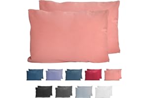 Komfortec 100% Coton Jersey Taie d'oreiller - Lot de 2-40x60 cm, Oreiller 150 g/m², Housse de Coussin, Poudre