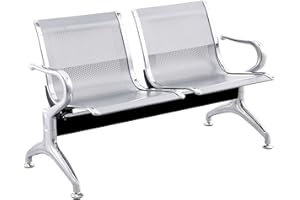PrimeMatik - Chaises sur Poutre pour Salle d'attente avec 2 sièges Ergonomique d'argent