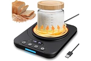 MQFORU Sourdough Starter Warmer with USB, Temperature Control Range 70°F-110°F, Precise 1°F by Adjust, 24-Hour Timer, Auto On/Off, Perfect for Home Baking (Black)