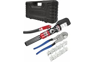 AMZCNC 10 Tons 9 Dies Hydraulic Crimper, Hydraulic Crimping Tool 4-70mm², Wire Battery Cable Lug Terminal Crimper