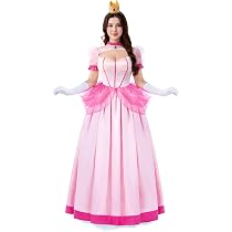 Vestido De Princesa Peach – Disfraz Rosa Con Corona Y Guantes Para Adulto – Cosplay De Princesa Aurora O Bella Durmiente