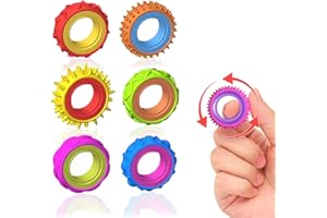 AABDTYYD 6 Pack Multicolor Sensory Fidget Rings for Anxiety - Textured Stress Relief Toys for Kids and Adults with ADHD Autism Calming Focus