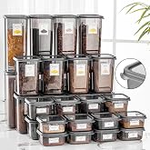 Meleni Home 32nanli Etiketli Kapaklı Kare Erzak Saklama Kabı 8x0, 3 Lt-0, 5 Lt-, Lt-, 7 Lt Baharatlık, Meleni Home