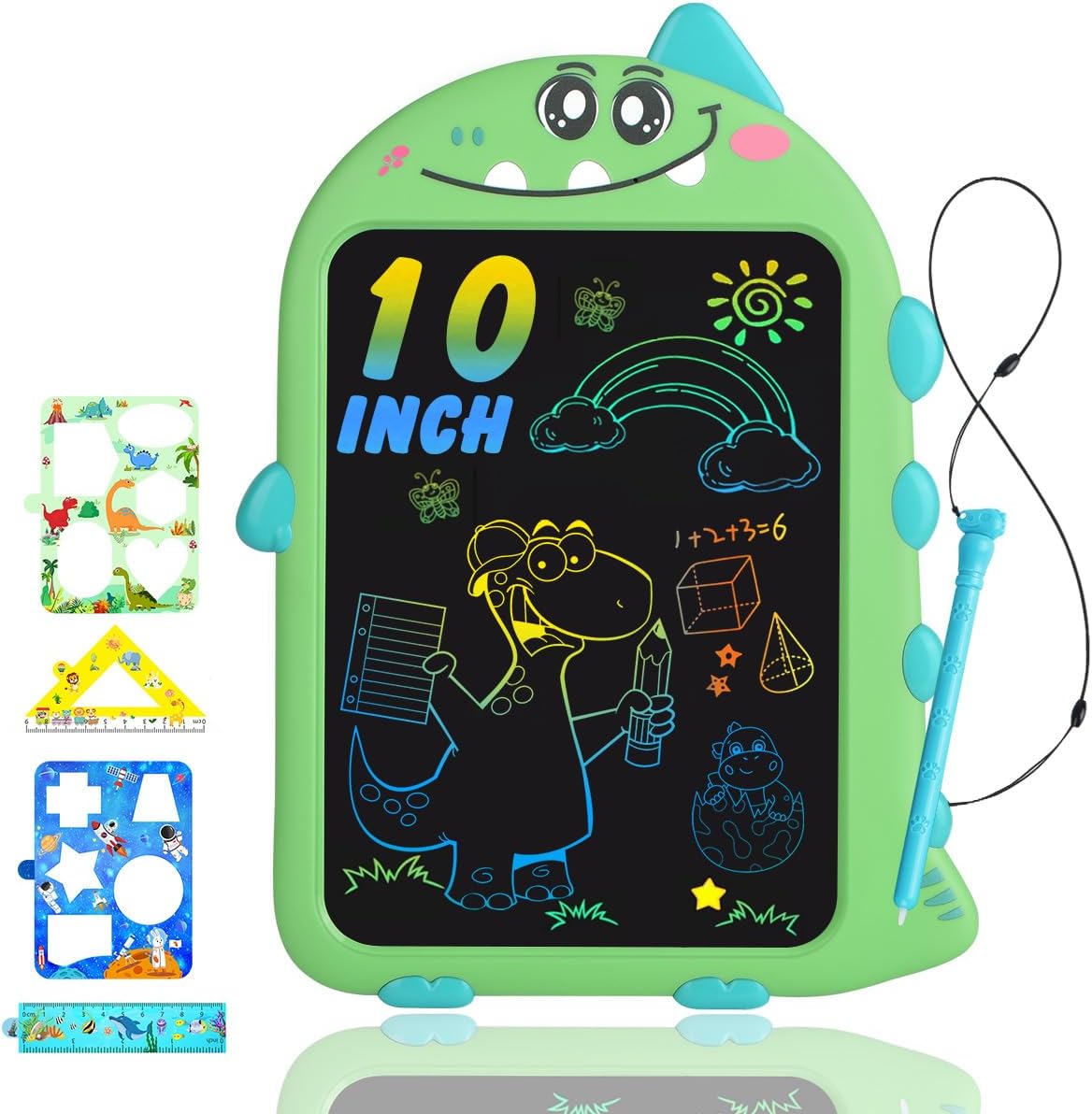 ToddlerToys for 3 4 5 6 Years Old Boys Girls Gifts LCD Writing Tablet for Kids, LCD Drawing Tablet 10inch, Dinosaur Doodle Board Educational Travel Toys Boy Girl Birthday Age 3-7(Green)
