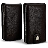 iGadgitz U6340 Leather Flip Case Cover and Screen Protector Compatible with Sony Walkman NW-A35, NW-A40, NW-A45 - Black