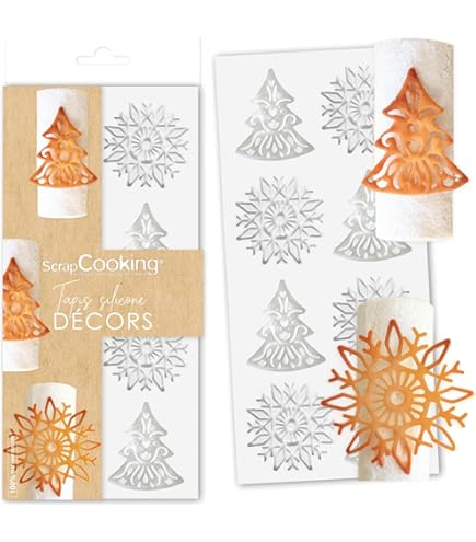 QIUMING Tapis D'empreinte De Fondant Tapis De Dentelle De Fondant En Silicone Fondant Gâteau Sugar Décorations D'artisanat Corne D'élan Sucre Artisanat Impression Moule Pour Gâteaux Pour Cupcakes (A