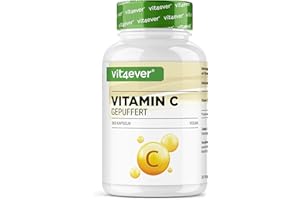 ‎VIT4EVER vit4ever Vitamin C gepuffert - 365 Kapseln - Hochdosiert mit 1000mg Vitamin C - Pflanzlich fermentiert (pH-neutral, säurefrei, magenschonend) - Vegan