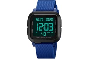 Forrader, Orologio digitale da uomo, sportivo, impermeabile, con retroilluminazione a LED, sveglia, conto alla rovescia, doppio fuso orario, cronometro, 12/24 ore, per uomini, donne, adolescenti