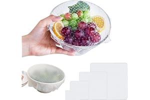 KASESSS Silikonowe pokrywki na żywność, silikonowe pokrywki wielokrotnego użytku, kwadratowe silikonowe pokrywki na miski, talerze, garnki, silikonowe pokrowce na miski, do kuchenki mikrofalowej,