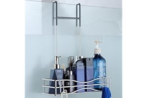 Cooeco Porta Shampoo Doccia - Portaoggetti Doccia con 2 Ganci, SUS 304 Acciaio Inox Mensola Doccia da Appendere Appendino da Doccia senza Foratura per porta bagno