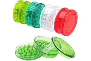AIZOF® Colorful Plastic (Pack of 1 Green) Disposable Herb Grinder with Magnetic Lid - 3 Piece Grinder Featuring Shark Tooth Shredding