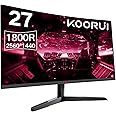 KOORUI 27 Inch Curved Gaming Screen 1800R, PC Monitor VA Panel, QHD Resolution (2560X1440), 144HZ, 1MS, DCI-P3 85%, Ultra-Thi