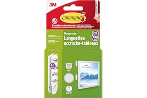 Command Languettes Accroches Tableaux Moyen Modèle - 4 Paires (8 Languettes) Blanc - Supporte jusqu'à 5 kg - Sans Outils - Fixation sans Dommages