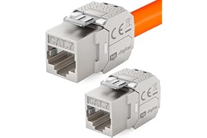 HB-DIGITAL 2x CAT 7 Keystone RJ45 Modul Buchse für starre LAN Kabel 10 Gbit/s AWG 22-24 werkzeuglos LSA vollgeschirmt STP vergoldete Kontakte für Patchpanel Netzwerkdose