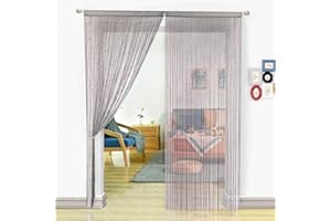 HSYLYM Cortinas de espaghetti para Sala de Estar,Perlas,Cortinas separadoras de Puerta,Decoración del hogar,Gris,200x200cm