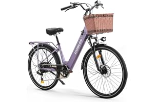 Antgooat 26" Bici Elettrica Donna, Bicicletta Elettrica Città a Pedalata Assistita, 250W City Ebike per Pendolari, Li-Batteria Rimovibile 48V 10.4Ah, Viene Fornito Con Un Cestino E Un Portapacchi