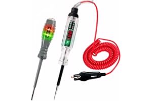 EXCELLAELITE Circuit Tester Red Car Fuse Circuit Tester Light 3v-120v used to Check Vehicle,Boat Fuse and Battery Voltage(With Black Tester*1)