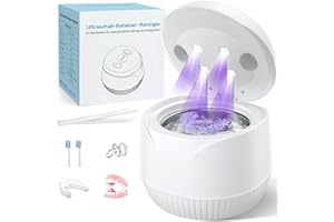 KLIHD Urządzenie do czyszczenia ultradźwiękowego 45000 Hz, ultradźwiękowy środek czyszczący UV 200 ml Dental Pod - ultradźwiękowy środek czyszczący do protez zębowych, aparatów ortodontycznych,