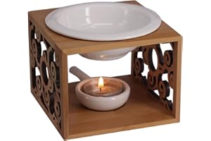 Singeek Ceramic Essential Oil Burner Diffuser,Hollowing Floral Tea Light Holder Aromatherapy Oil Warmer, Holiday Home Decoration Valentine (Auspicious Cloud)