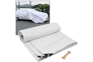THAUXI Bâche étanche Blanc 1/2/3/4/5/6/7/8/9/10m bâches de Protection imperméable en Poly Couverture en Feuille Anti-UV pour terrasse,Camping,auvent,0.32mm d'épaisseur Anti-déchirure (Size : 2x5m)