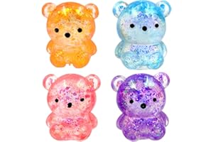 EIH1 4 Pcs Ours de Dessin Animé Squishy Animal Squeeze,Squishy Kawaii,Mini Toy Anti Stress Enfant,Super Mignon Cadeau d’Anniversaire Fête pour Enfant(Bleu, Rose, Violet, Orange)