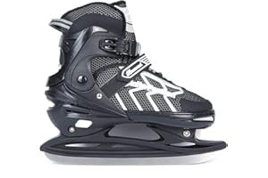 XIUWOUG Verstellbar Eishockey Schlittschuhe für Herren Damen Erwachsene Kinder, Edelstahl Ice Skates, Eislaufschuhe mit Schnellschnürsystem & Push-Lock-Schnalle für Sicheren Halt