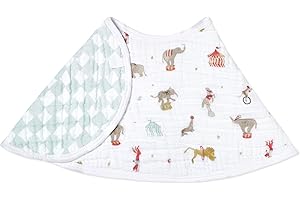 aden + anais essentials baby burpy baby bib, 100% cotton muslin, soft absorbent 4 layers, multi-use burp cloth and bib, 22.5” x 11”, single, elephant circus