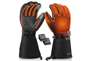 Kaishengyuan Guanti Riscaldati, Guanti Riscaldanti con Batterie Ricaricabile per Uomo e Donna,Guanti Invernali Touchscreen Impermeabile per Ciclismo Sci Caccia Pesca
