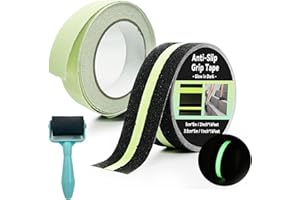 Daily Treasures 2 unidades de cintas antideslizantes que brillan en la oscuridad, 1 luminosa y 1 totalmente luminosa para escaleras con un rodillo, cintas de grano PET de alta tracción para escaleras,