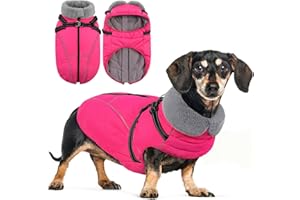 Queenmore Płaszcz dla małych psów, ciepły, wodoszczelny, kurtka dla psa z uprzężą, płaszcz zimowy dla psa, na jamnik, cockapoo/pudel zabawkowy / szczeniaki (różowy, rozm. S)