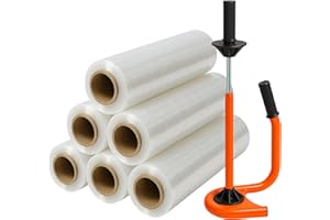 Freiziel® Profi Abroller Orange + 6 Rollen 2,5 kg Stretchfolie transparent 23 my