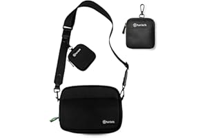 Purrfects Dog Walking Bag Includes Mini Dog Treat Pouch (Black) - Crossbody Strap, Detachable Treat and Poop Bag Dispenser with Easy Clip-On Poop Bag Roll Dispenser, Durable Treat Pouch for Dog