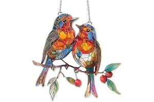 CHUNXIN Acrylic Hanging Garden Suncatcher Robin On Branch,Large Robin Stained Glass Suncatcher,Garden Hanging Ornaments,Robin Gifts,Colorful Bird Ornament for Home,Garden Hanging Ornaments Or as a Gift #10
