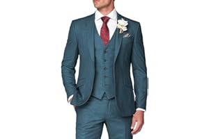 HUUTOE Herren 3-teiliger Anzug Slim Fit Business Hochzeit Trauzeugen Abschlussball Anzüge Ein-Knopf-Blazer Jacke Weste Hose Smoking Set
