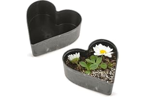 matches21 HOME & HOBBY Wetterfeste Herz Pflanzschalen für draußen - 2 STK. in 22 cm schwarz marmoriert