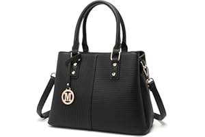 Miss Lulu Borsa a Mano Donna Nero Medie, Borse Tracolla PU Pelle, Tote Spalla Bag Eleganti, Tracolla Regolabile per Viaggi, Università e Lavoro