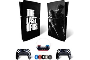 MaD Vision® Set de Skin Extra-Duraderas en Vinilo para PS5 Digital Slim + 5 Pares de Aiming Rings|Kit Adhesivo y Resistente a los Arañazos para PlayStation 5 + 2 Controllers–para The Last of Us Diseño
