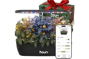 Nouri 12-Pod-App-Smart-Garten für Hobbyköche | mit Basilikum alter Sorten | Hydroponisches Anbausystem | LED-Pflanzenlampen | Kräutergarten-Set für drinnen | Kräuteranbau-Set für Gärtner und die Küche