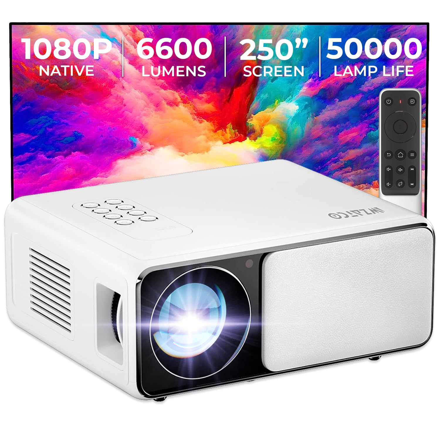 WZATCO Yuva Plus (Upgraded) Native 1080P Full HD 4K Support LED Projector for Home (Brightest 660 ANSI, Largest 4.5” LCD) – 1