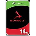 Seagate IronWolf, 14 TB, NAS, Internal Hard Drive, CMR, 3.5 Inch, SATA, 6GB/s, 5,400 RPM, 256MB Cache, for RAID Network Attached Storage, 3 year Rescue Services (ST14000NT001)