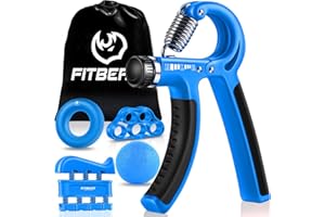 FitBeast Hand Grip Molla Avambraccio Gripper - Pacco da 5, Pinza per Avambracci Attrezzi, Attrezzo per Esercitare Le Dita, Finger Stretcher, Anello per Esercizi & Palla Antistress per Atleti