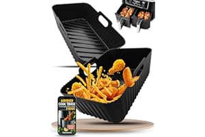 XAARMONEX Silicone Air Fryer Liners 2 Pack for Ninja Dual Zone AF400UK AF451UK AF300UK 8–9.5L Foodi MAX, Compatible with Tower T17088, Keplin, EMtronics Reusable Non-Stick Dishwasher Safe Accessories