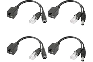 HONGLEI GELRHONR POE Injector and Splitter Kit,Passive POE Adapter Cable with 5.5x2.1mm DC Connector for WLAN, Routers, Switches,Internet Telephony,IP Cameras-2Pairs