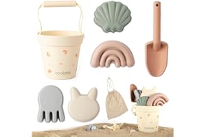 coolable Lot de 6 Jouets de Plage, Jouets de Plage en Silicone pour Enfants, Jeu de Seau de Sable, Modèle Animal (Rainbow)